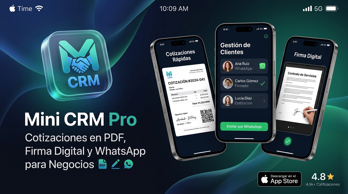 Mini CRM Pro — Banner Promocional Cotizaciones y WhatsApp