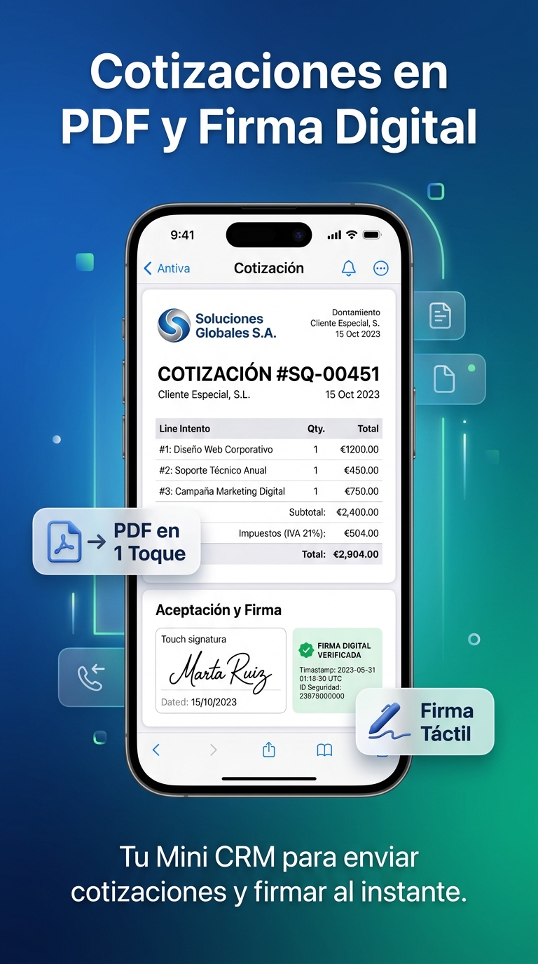 Cotizaciones PDF con Firma Digital en iPhone